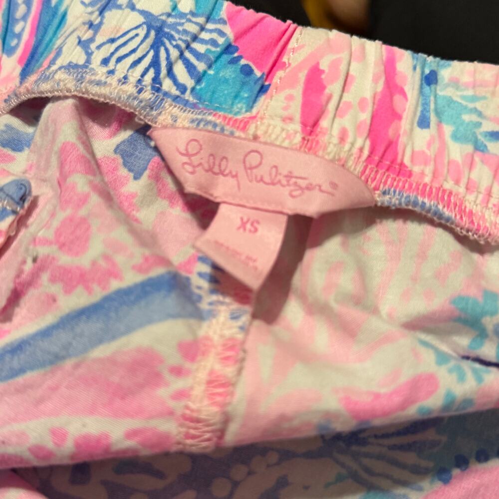 Lilly Pulitzer Ocean View Shorts XS Pink Blue Tropical Marine Life Print Beach - Picture 7 of 8